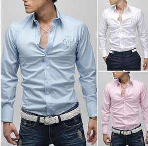 Men UK Style Slim Fit Long Sleeve Casual Shirts  