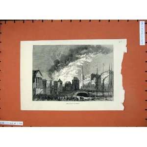    1876 Fine Art Great Fire Bristol Buildings Burning