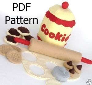 Felt Food Pattern Cookie Jar Rolling Pin Kitchen Play  