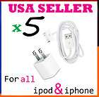   USB Wall Charger + Data Cable Cord for Iphone 4S 4G 3GS Ipod Touch USA