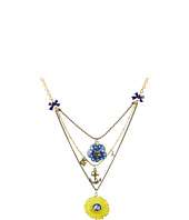 Betsey Johnson   Yacht Club Multi Flower Skull 3 Row Necklace