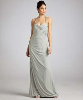 Mignon moon stretch open back beaded evening dress