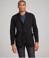 Bottega Veneta black wool zip three button blazer style# 318858601
