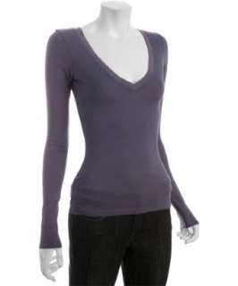 Rebecca Beeson purple cotton v neck long sleeve t shirt   up 