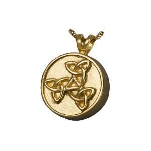  Celtic Trinity Cremation Jewelry in Solid 14k Yellow Gold 