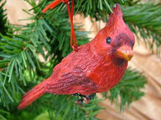 Cardinal Song Bird On Berry Branch Christmas Ornament  