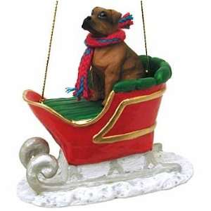  Uncropped Boxer in a Sleigh Christmas Ornament (MANY 