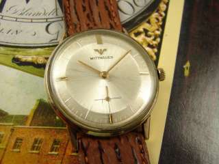 RARE 50s WITTNAUER MENS ROLLED GOLD SAUCER CASE DRESS WATCH PEARLY 