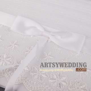   and Lace Embroidery Wedding Guest Book and Pen SET w/ Ribbon  
