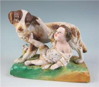   PORCELAIN PUTTI w/ DOG Figurine ENGLISH Derby German RUSSIAN Gardner