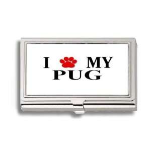  Pug Paw Love My Dog Business Card Holder Metal Case 