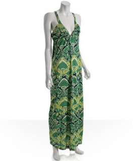 Walter green ikat silk jersey v neck maxi dress   