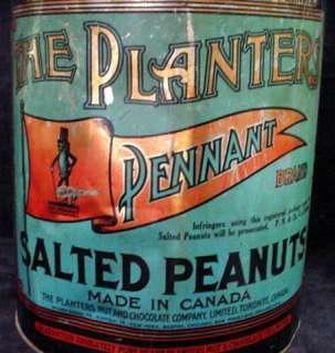 Planters Pennant Salted Peanuts Tin Old 10 Pound Tin  