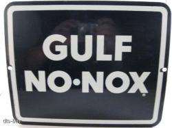 VINTAGE PORCELAIN GULF NO NOX GAS STATION PUMP SIGN  