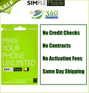 NEW Simple Mobile Sim Card GSM Prepaid No Contract 3G 4G Ready for 