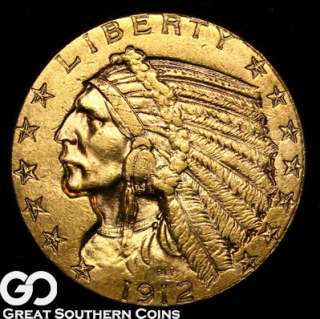 1912 $5 GOLD Indian Half Eagle CHOICE UNCIRCULATED++  