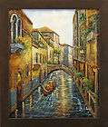Italy Venice River Gondola Boat Art FRAMED OIL PAINTING
