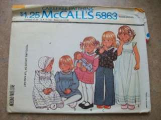 Vintage McCalls Pattern 5863 Infant Dress Top & Hat UC  
