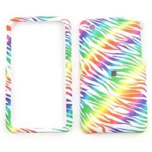  Apple iPhone 3G / 3GS Rainbow Zebra Print on White Hard 