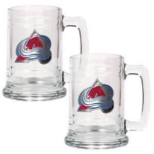   Avalanche NHL 2pc 15oz Glass Tankard Set  Primary Logo Sports