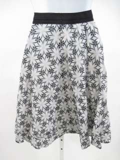 TINY White Black Floral Knee Length Skirt Sz M  