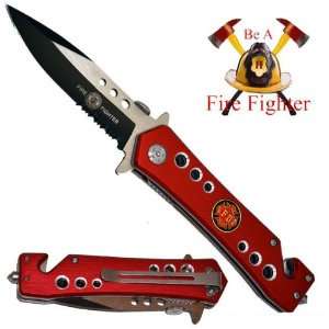25 Tiger USA Fire Fighter Two Tone Spring Assisted Tactical Rescue 