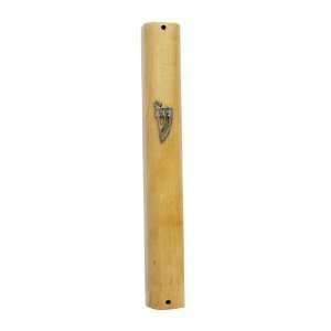  Light Brown Wool Mezuzah with Small Metal Shin Everything 