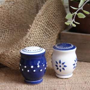  Shabby Cottage Chic Blue and White Salt and Pepper Shaker 