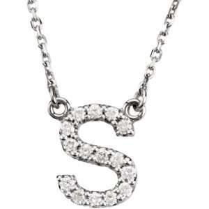  S/ 1/6 CT TW 14K White Gold Diamond Necklace Jewelry