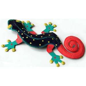  Painted Metal Gecko Wall Hanging   Tropical Design 8x13 