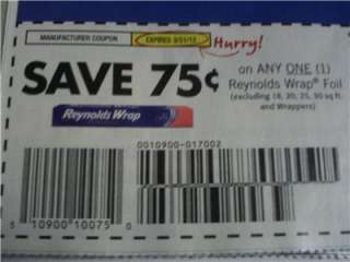 15 Coupons $.75/1 Reynolds Wrap Foil 3/31/2012  