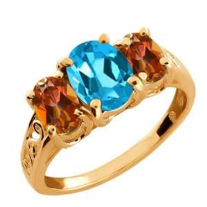   Swiss Blue Topaz and Ecstasy Mystic Topaz 14k Rose Gold Ring Jewelry