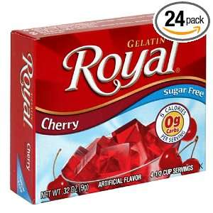 Royal Gelatin, Sugar Free Cherry, 0.32 Ounce Boxes (Pack of 24 