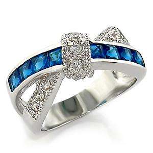75 CT SIMULATED SAPPHIRE & CUBIC ZIRCONIA TWIST RING  