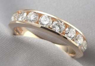 14K Solid Yellow GOLD 8 Stone 1.00ctw DIAMOND Wedding ANNIVERSARY RING 