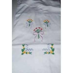   Embroidered White T with Mini Flower bunches Adult M 
