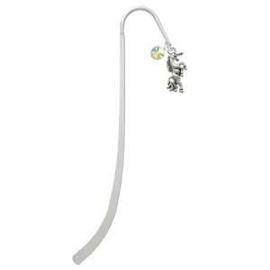  Unicorn Silver Plated Charm Bookmark with AB Crystal 