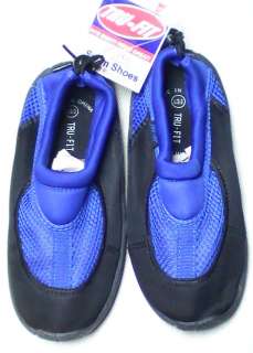 Tru Fit Skid Resistant Black & Blue Kids Swim Shoes 3 sizes available 