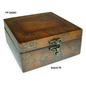    Wooden Box with Swirl Design and Latch Hook