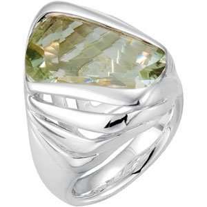   Green Quartz Ring. Genuine Green Quartz Ring In Sterling Silver Size 6