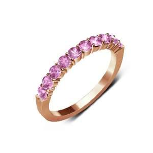   Pink Color) 10 Stone Wedding Band in 14K Rose Gold.size 6.5 TriJewels