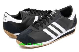ADIDAS COUNTRY II Trainers Black White Leather Gum running rom new 