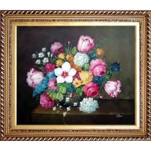  Still Life of Flowers Oil Painting, with Exquisite Dark 