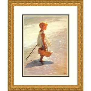   Young Girl on the Beach by I. Davidi   Framed Artwork