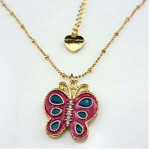 BETSEY JOHNSON Pink Pin up Butterfly & Crystal Necklace