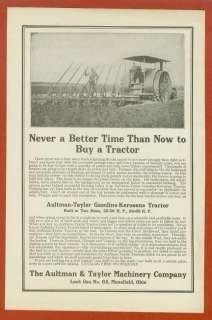 1915 Aultman & Taylor Gas Tractor Ad   Mansfield Ohio  