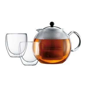  Bodum Assam Teapot 51 Oz W/bonus Glasses