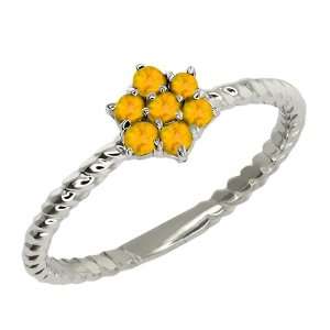  Round Yellow Citrine Sterling Silver Ring Jewelry