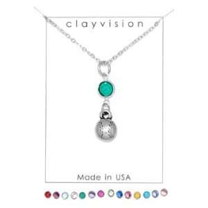 Clayvision Softball/Baseball Charm Necklace with Birthstone/Team Color 
