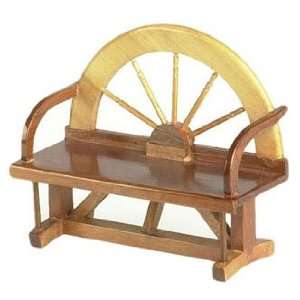  Dollhouse Miniature Pecan Wagon Wheel Bench Everything 